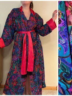 Vintage Victoria's Secret Jewel Tone Floral Robe M/L